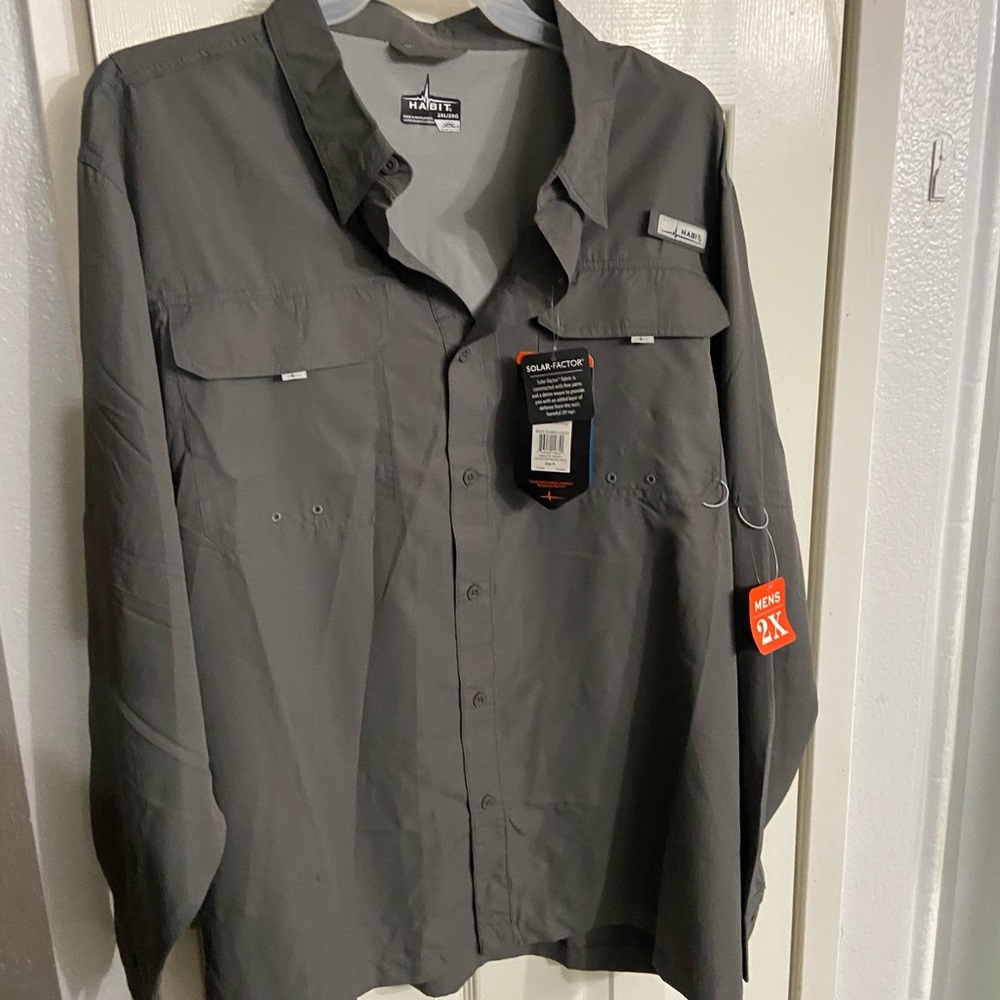 Men’s New Gray Habit River Shirt 2X long sleeve